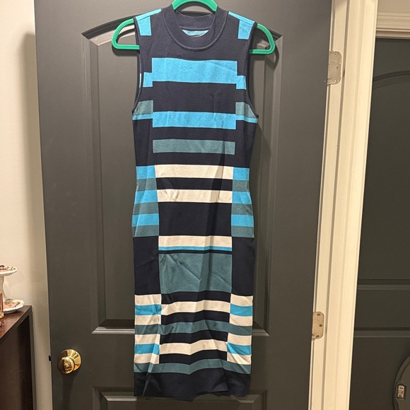 Vince Camuto Blue Striped Midi Dress - Picture 2 of 4